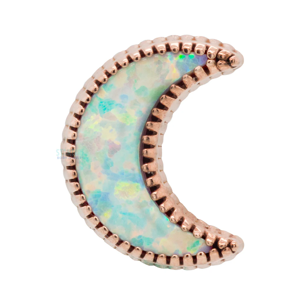 Cabochon Moon Threaded End in Gold with Opal - Image 4