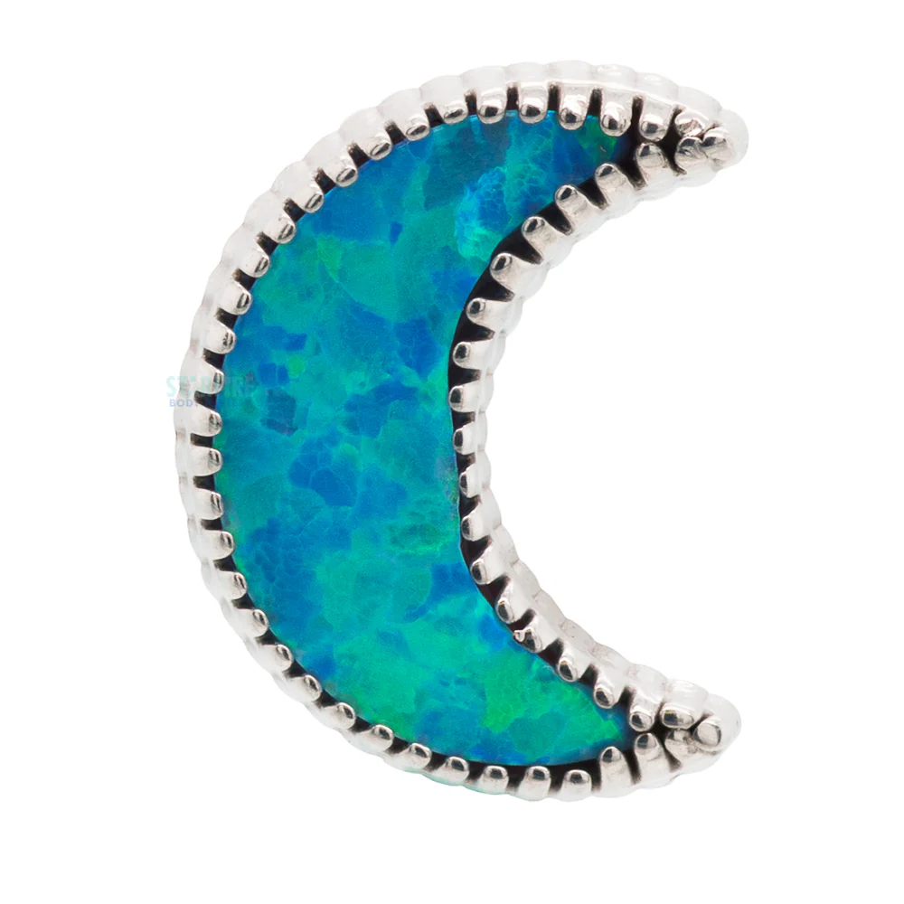 Cabochon Moon Threaded End in Gold with Opal - Image 8