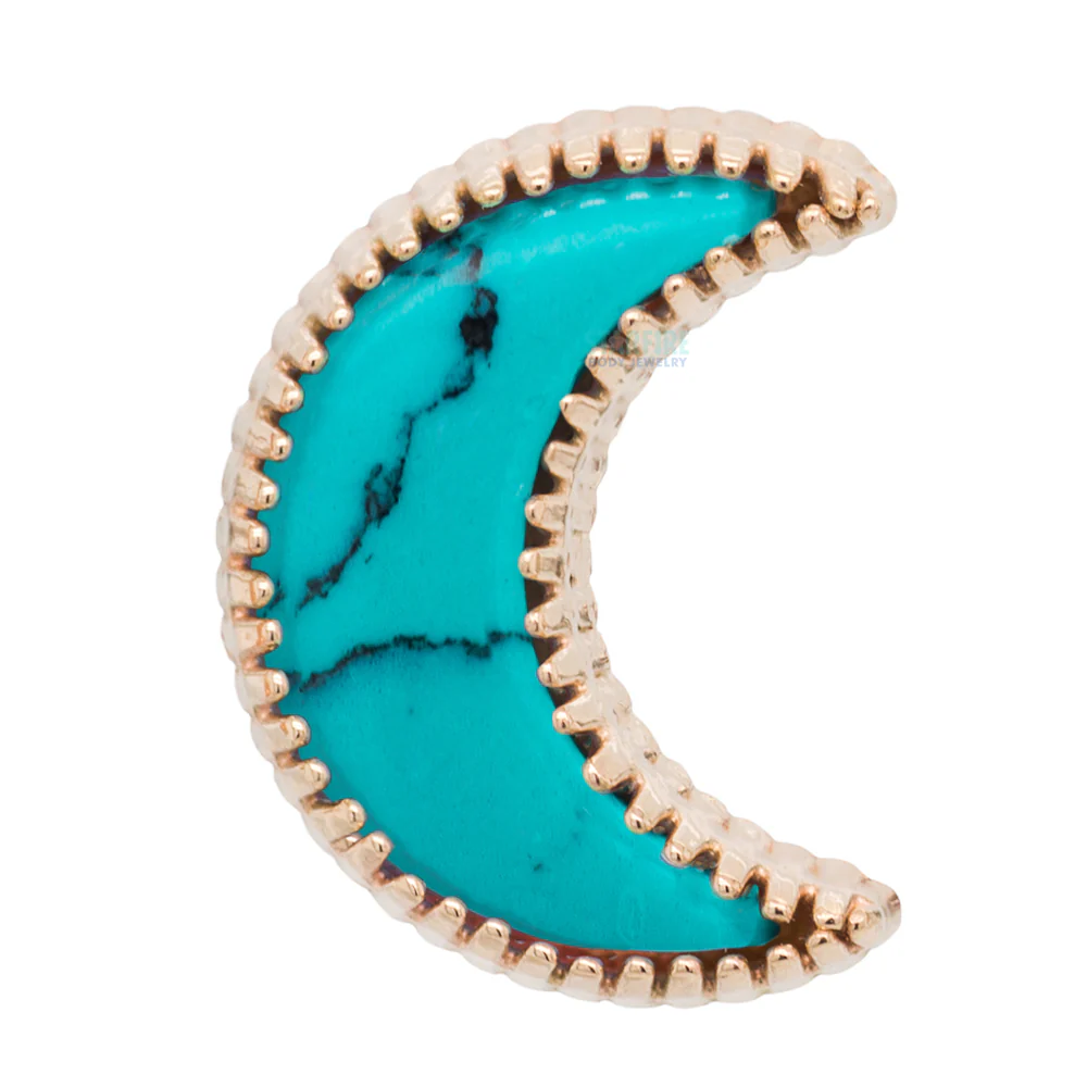 Cabochon Moon Threaded End in Gold with Stone - Image 3