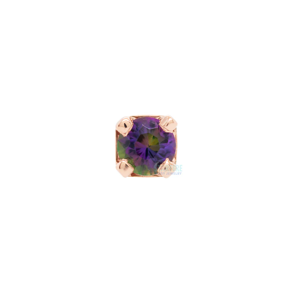 Four Prong Nostril Screw in Gold with Mystic Topaz - Image 3