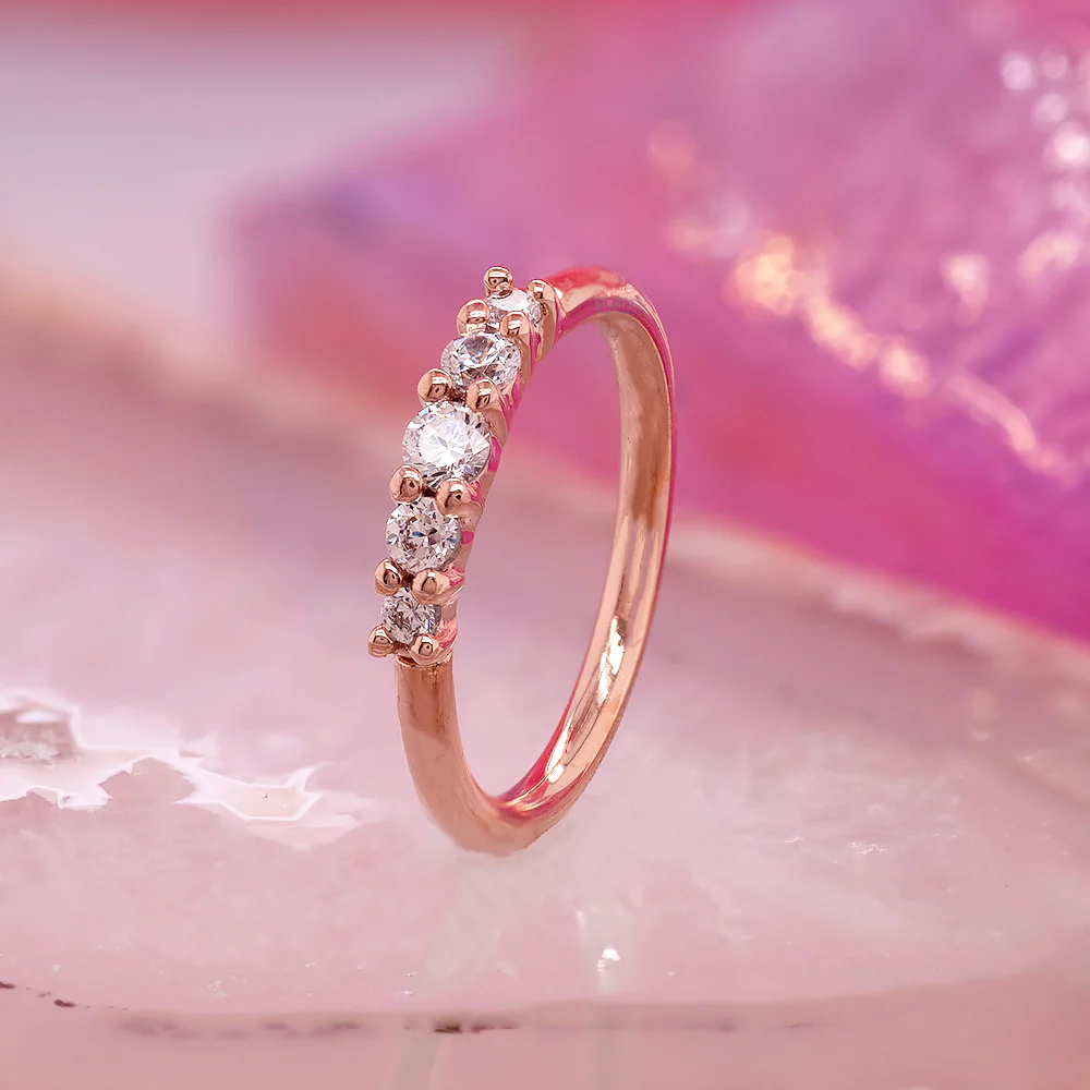 "Brigitte" Seamless Ring in Gold with CZ's - Image 2