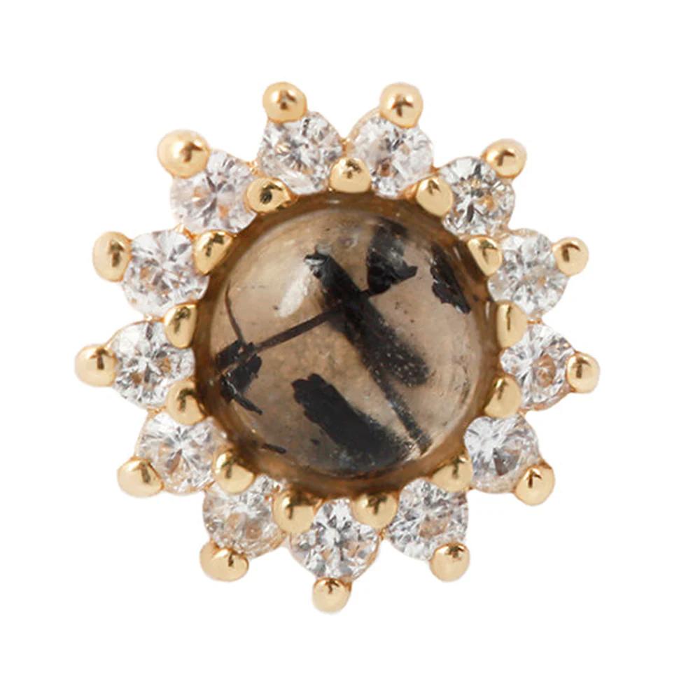 threadless: "Delphine" End in Gold with Tourmalated Quartz & White Sapphires - Image 3