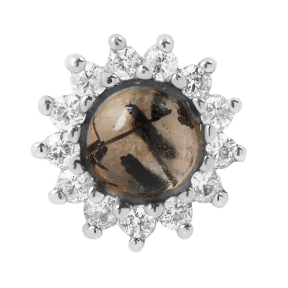 threadless: "Delphine" End in Gold with Tourmalated Quartz & White Sapphires - Image 4