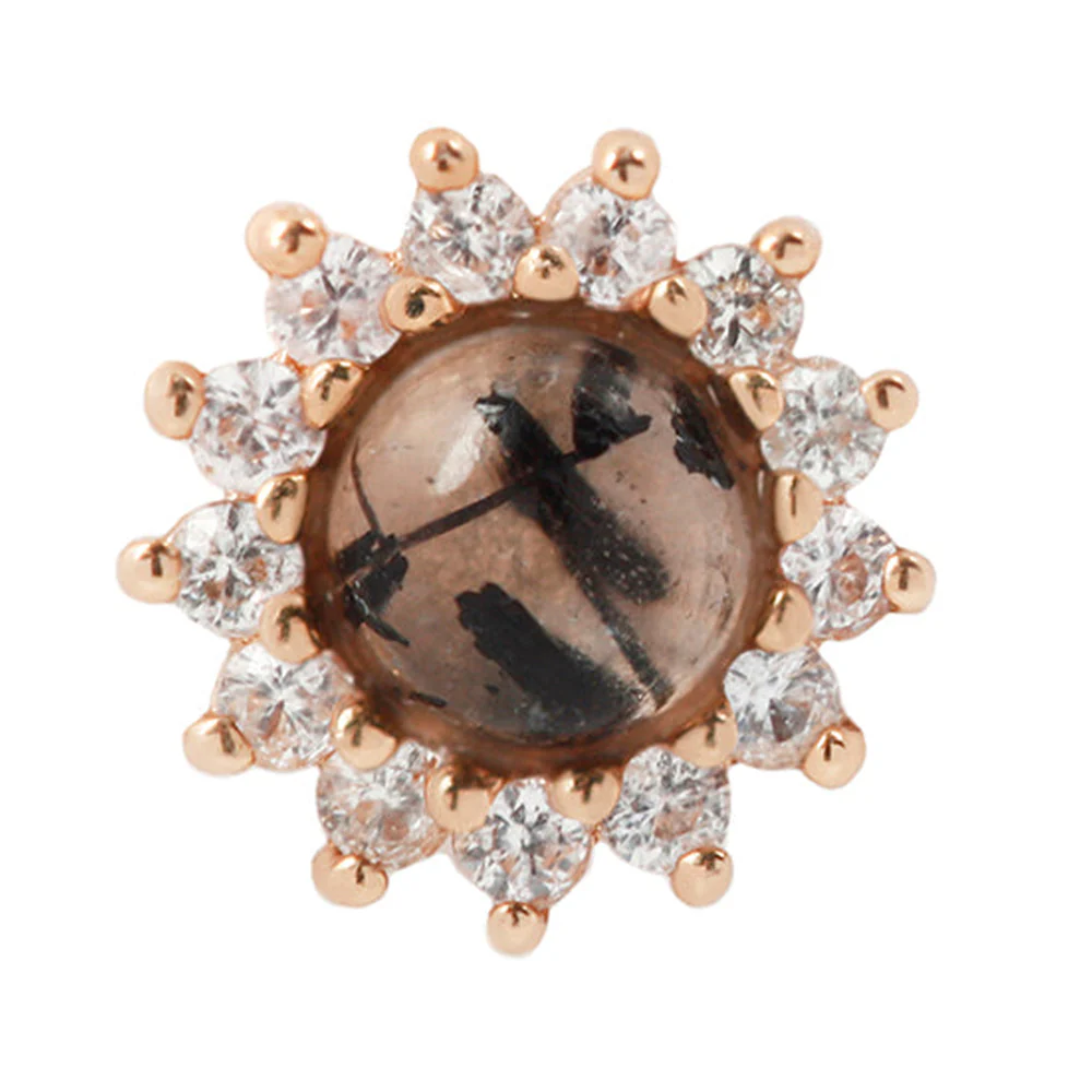threadless: "Delphine" End in Gold with Tourmalated Quartz & White Sapphires - Image 5