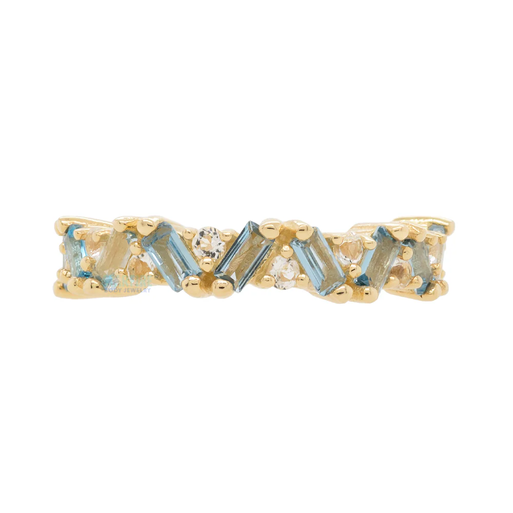 "Laguna" Hinge Ring / Clicker in Gold with London Blue & White Topaz - Image 3