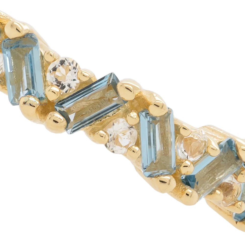 "Laguna" Hinge Ring / Clicker in Gold with London Blue & White Topaz - Image 4