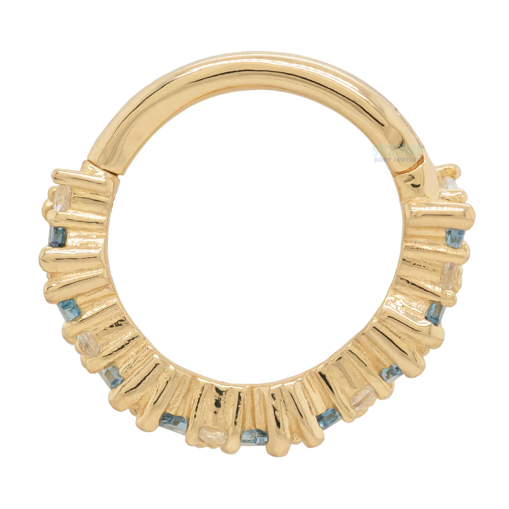 "Laguna" Hinge Ring / Clicker in Gold with London Blue & White Topaz - Image 5