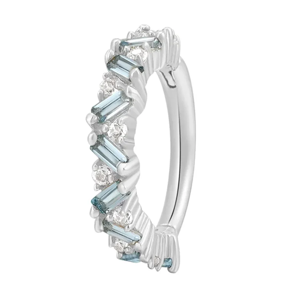 "Laguna" Hinge Ring / Clicker in Gold with London Blue & White Topaz - Image 7