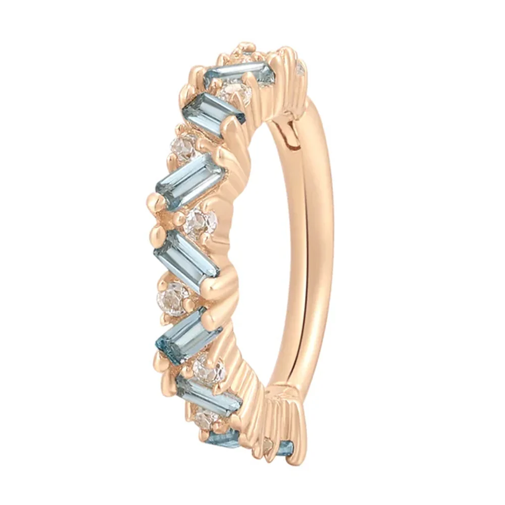 "Laguna" Hinge Ring / Clicker in Gold with London Blue & White Topaz - Image 8