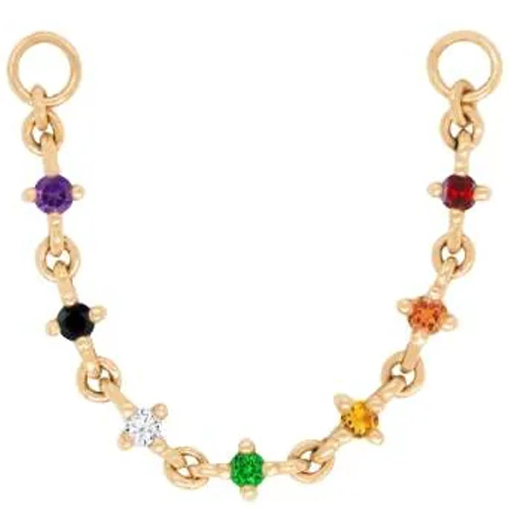 "Fireworks" Chain Attachment in Gold with Rainbow Genuine Gemstones - Image 2