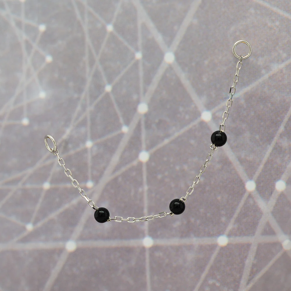 3 Bead Chain Attachment in Gold with Agate - Image 2