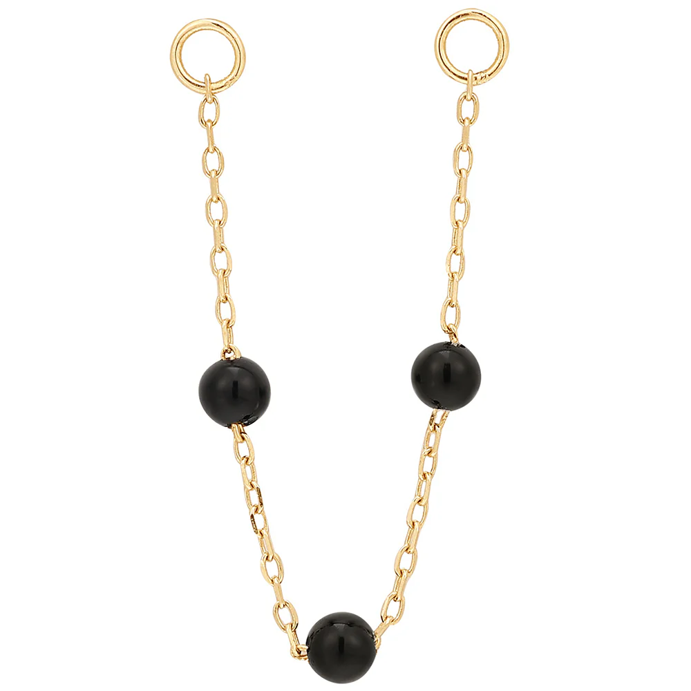 3 Bead Chain Attachment in Gold with Agate - Image 3