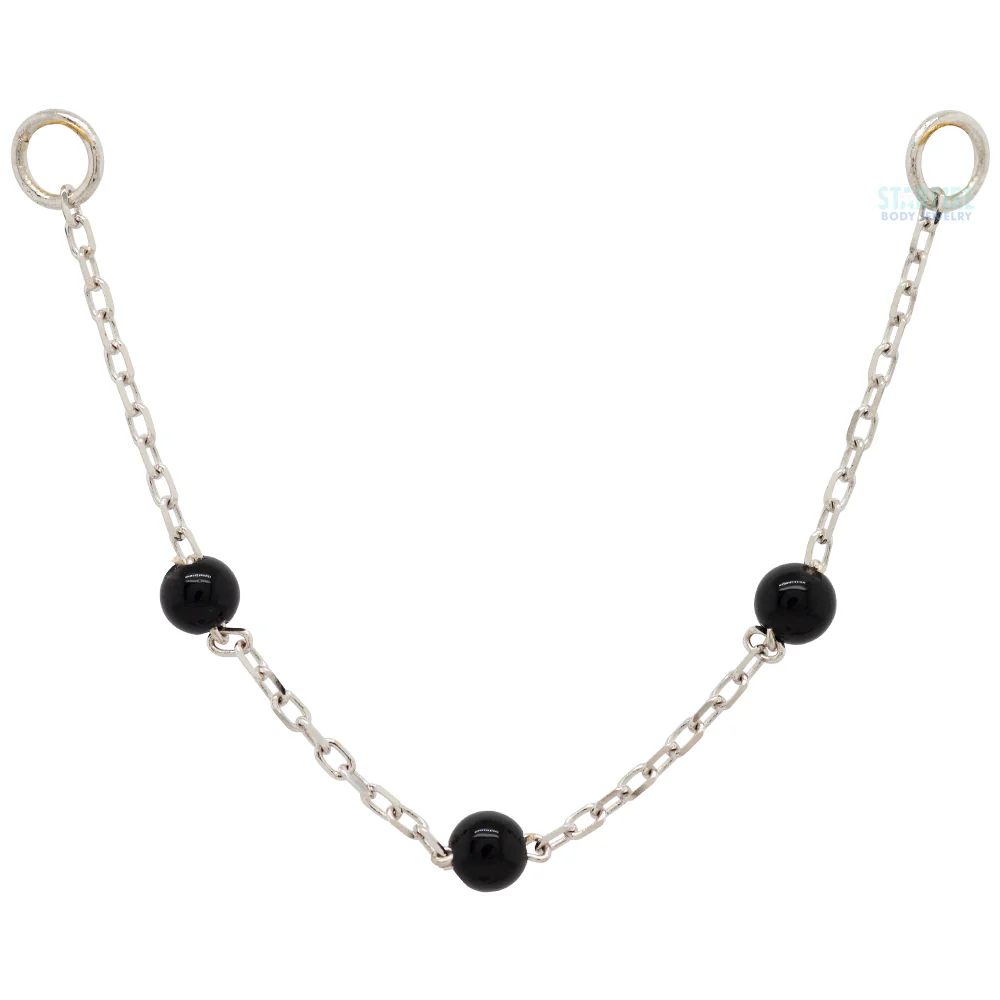 3 Bead Chain Attachment in Gold with Agate - Image 4