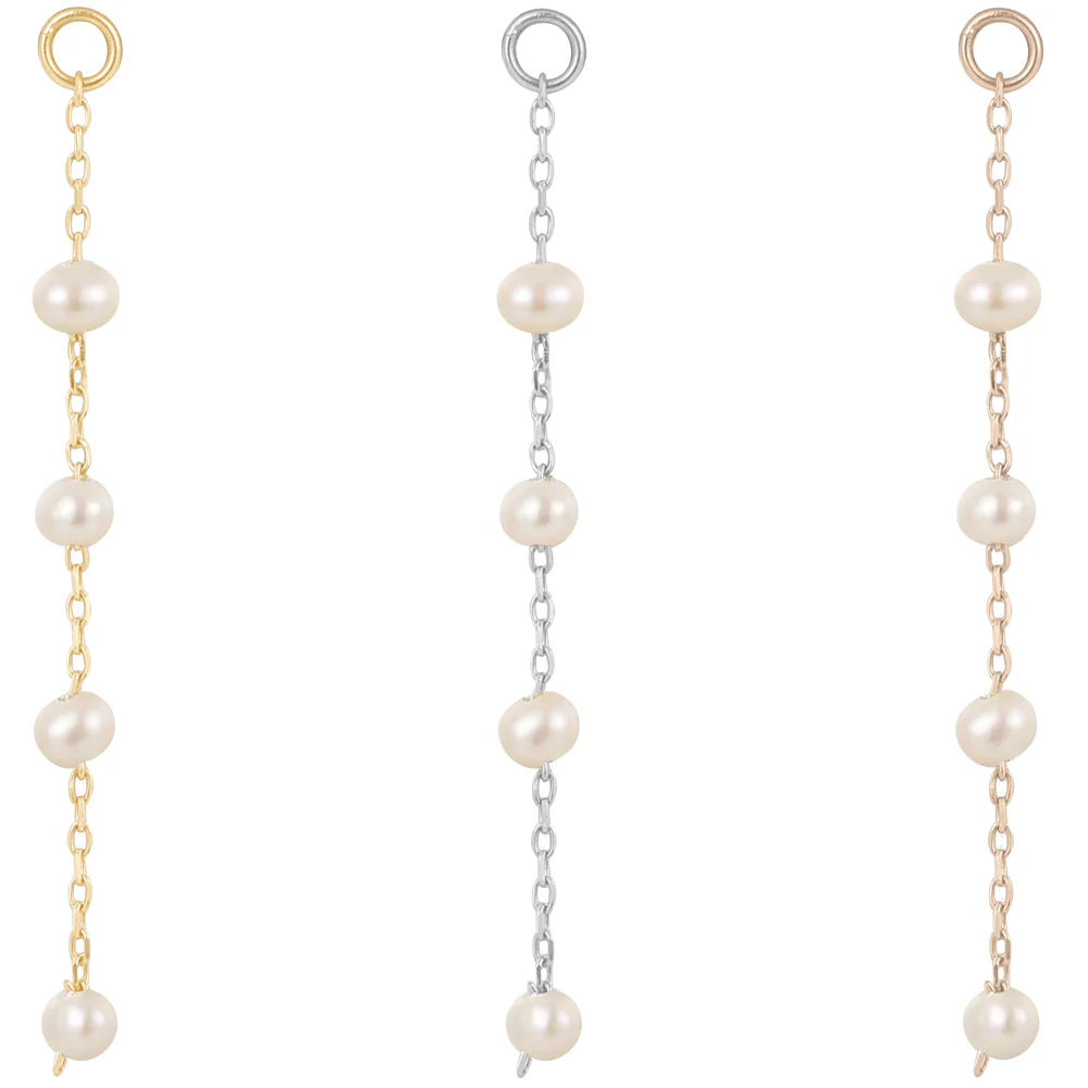 4 Bead Chain Charm in Gold with Pearl
