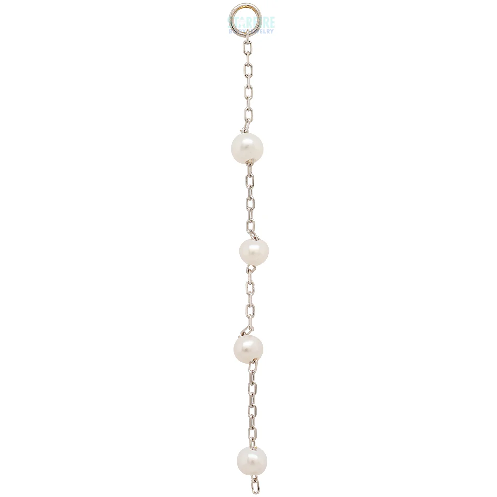 4 Bead Chain Charm in Gold with Pearl - Image 3