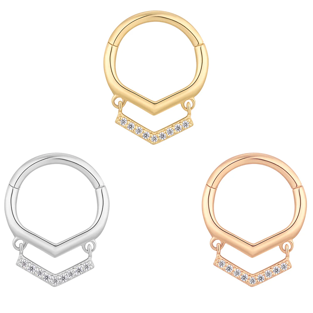 "Ain't No Disco" Hinge Ring / Clicker in Gold with CZ's