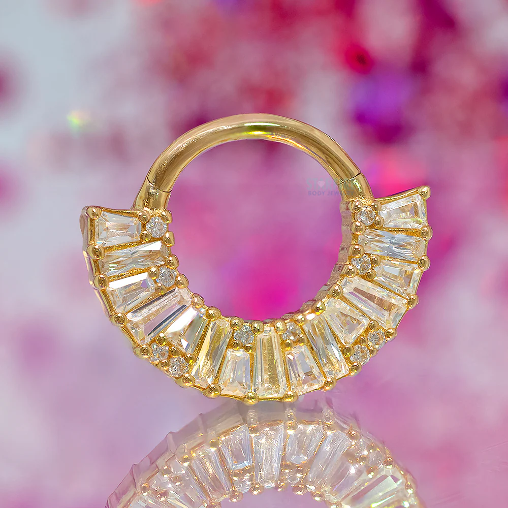 "Amplify" Hinge Ring / Clicker in Gold with CZ's - Image 2