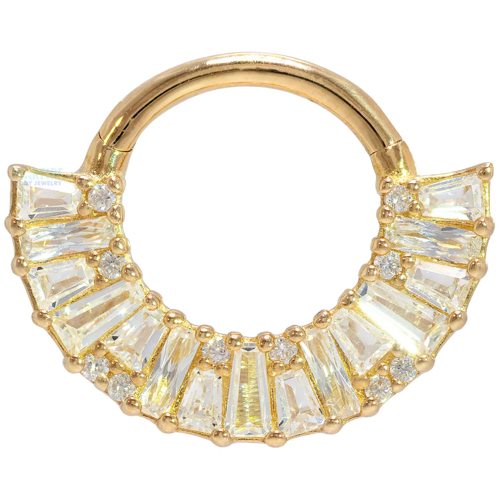 "Amplify" Hinge Ring / Clicker in Gold with CZ's - Image 3