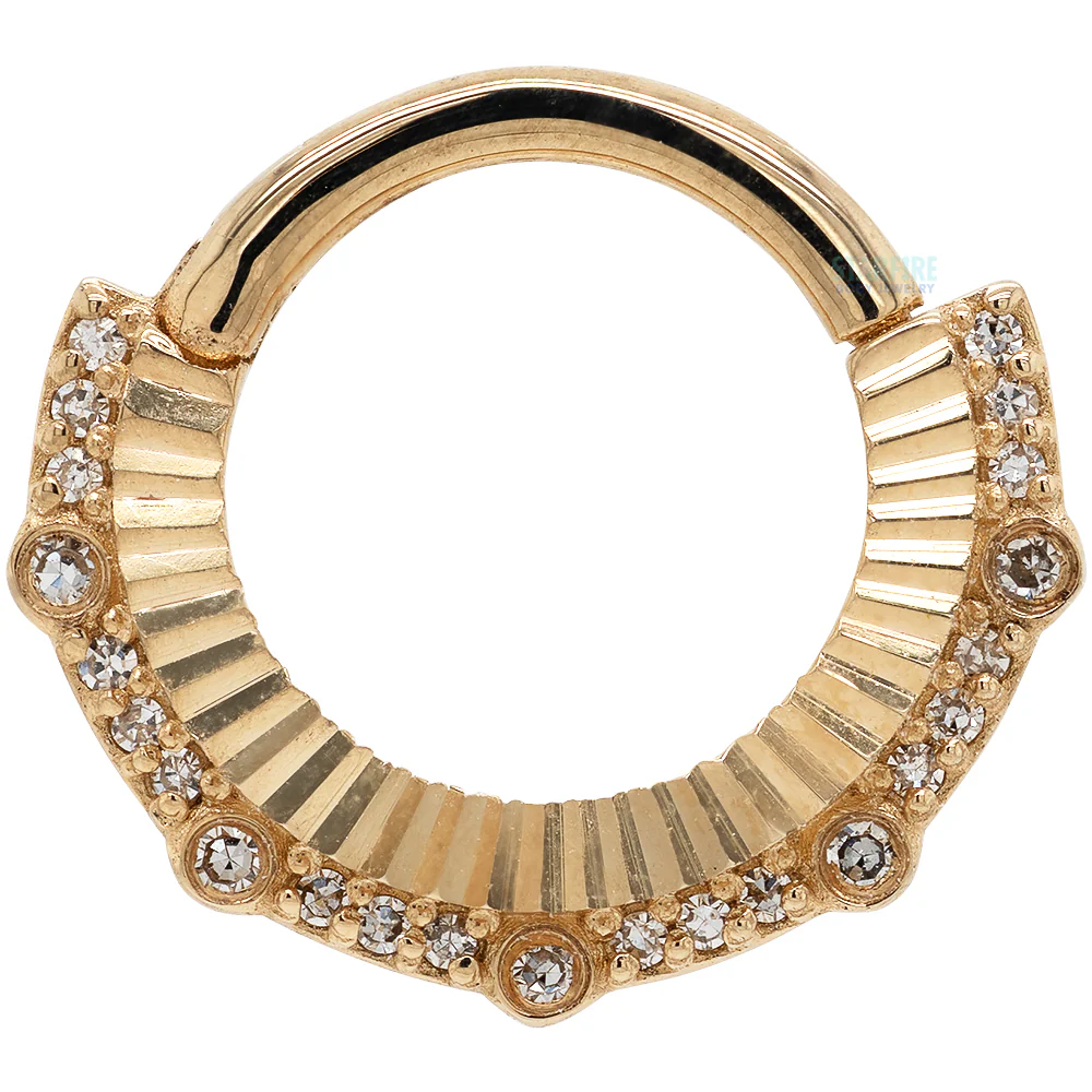 "Awaken" Hinge Ring / Clicker in Gold with Diamonds - Image 3