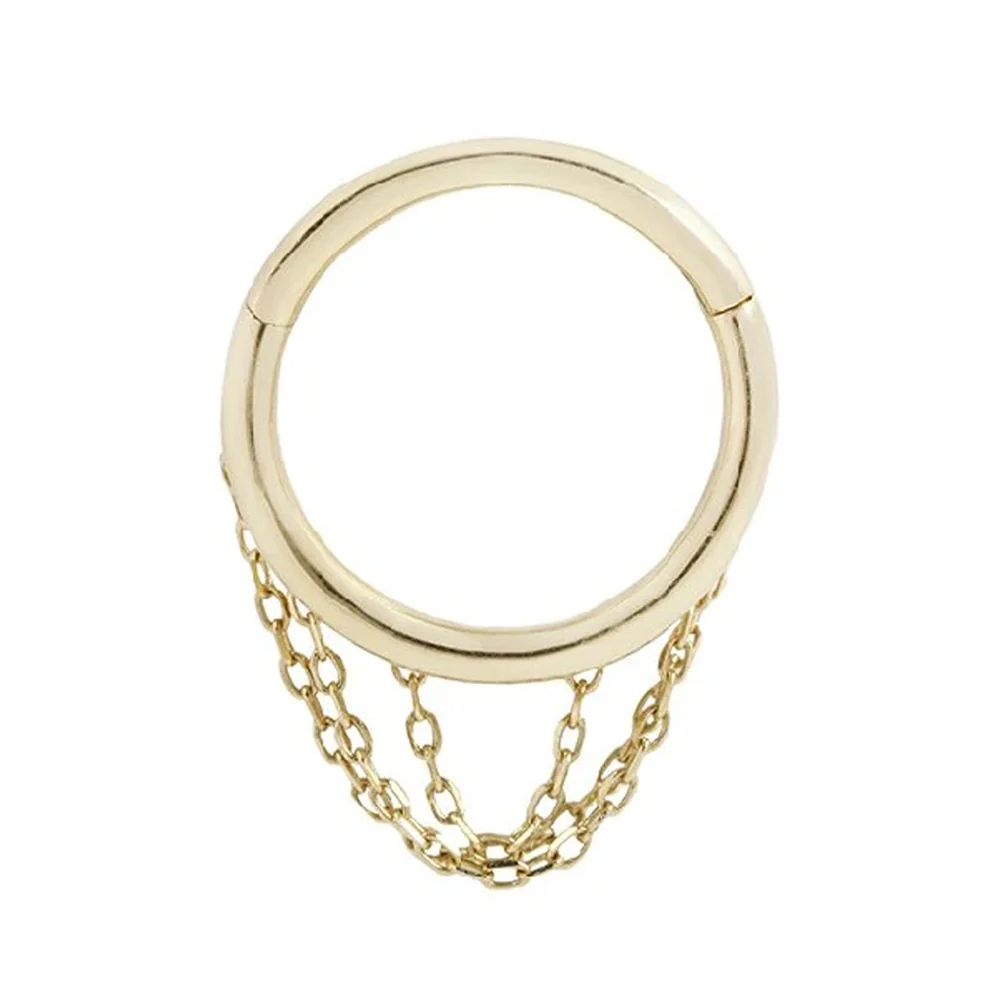 "Chainspotting" with Chains Hinge Ring / Clicker in Gold - Image 3