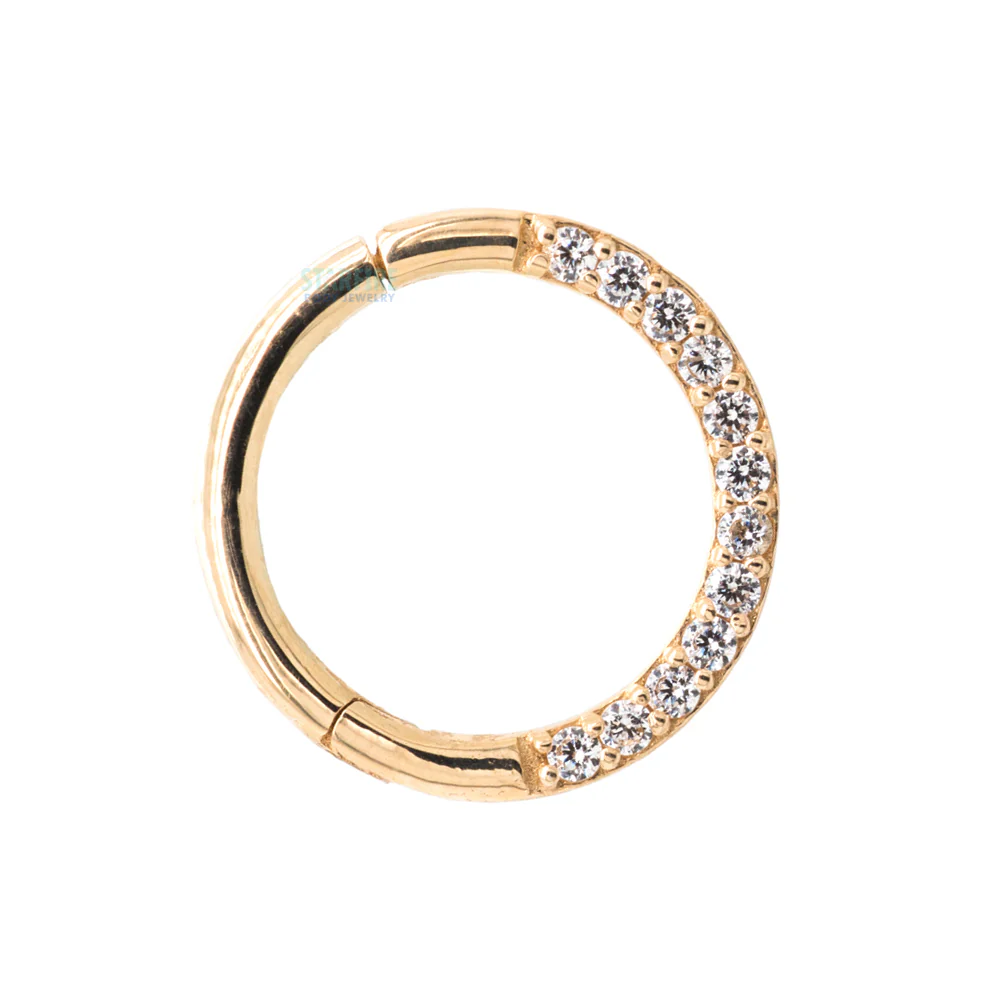 "Dia" Hinge Ring / Clicker in Gold with CZ's - Image 3