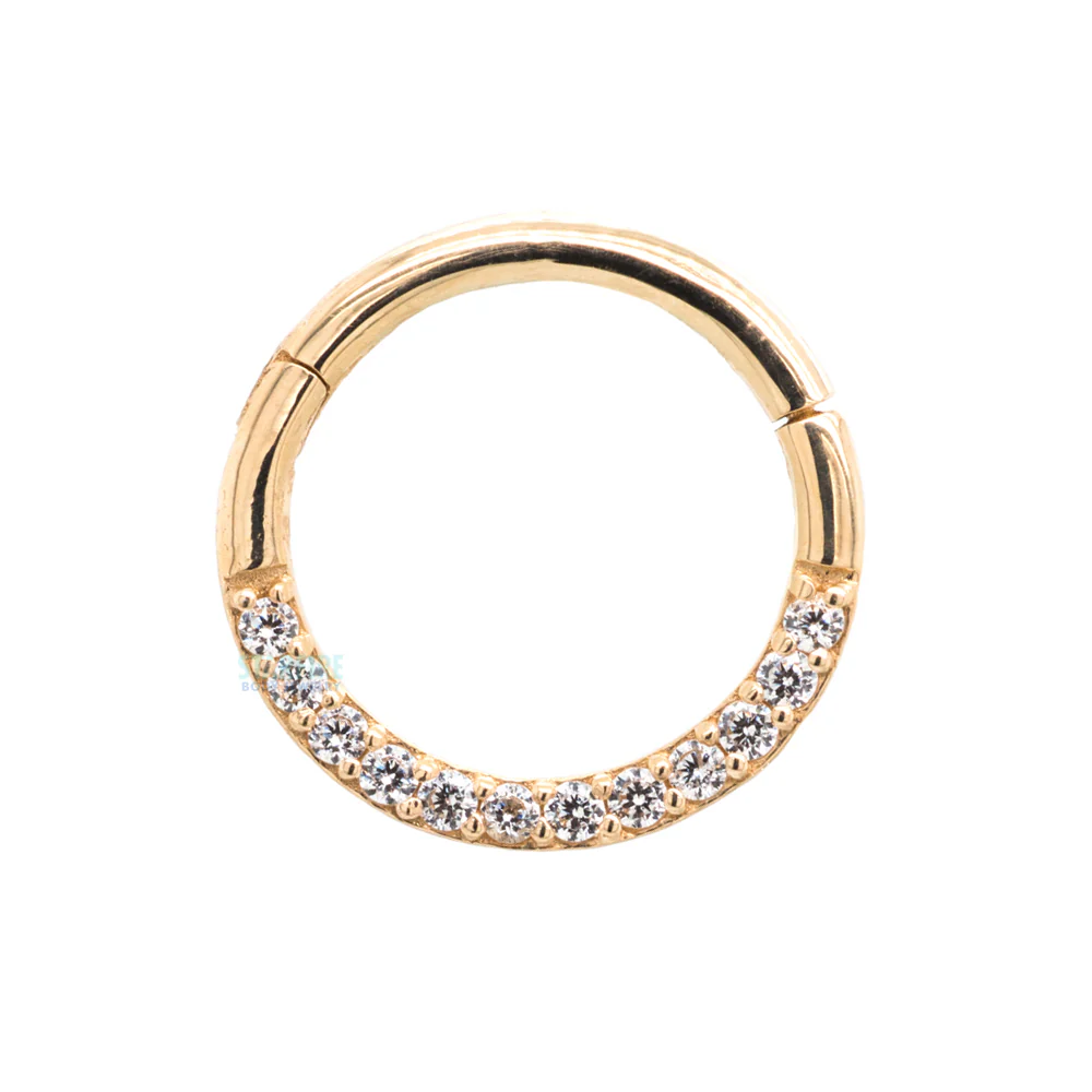 "Dia" Hinge Ring / Clicker in Gold with CZ's - Image 4