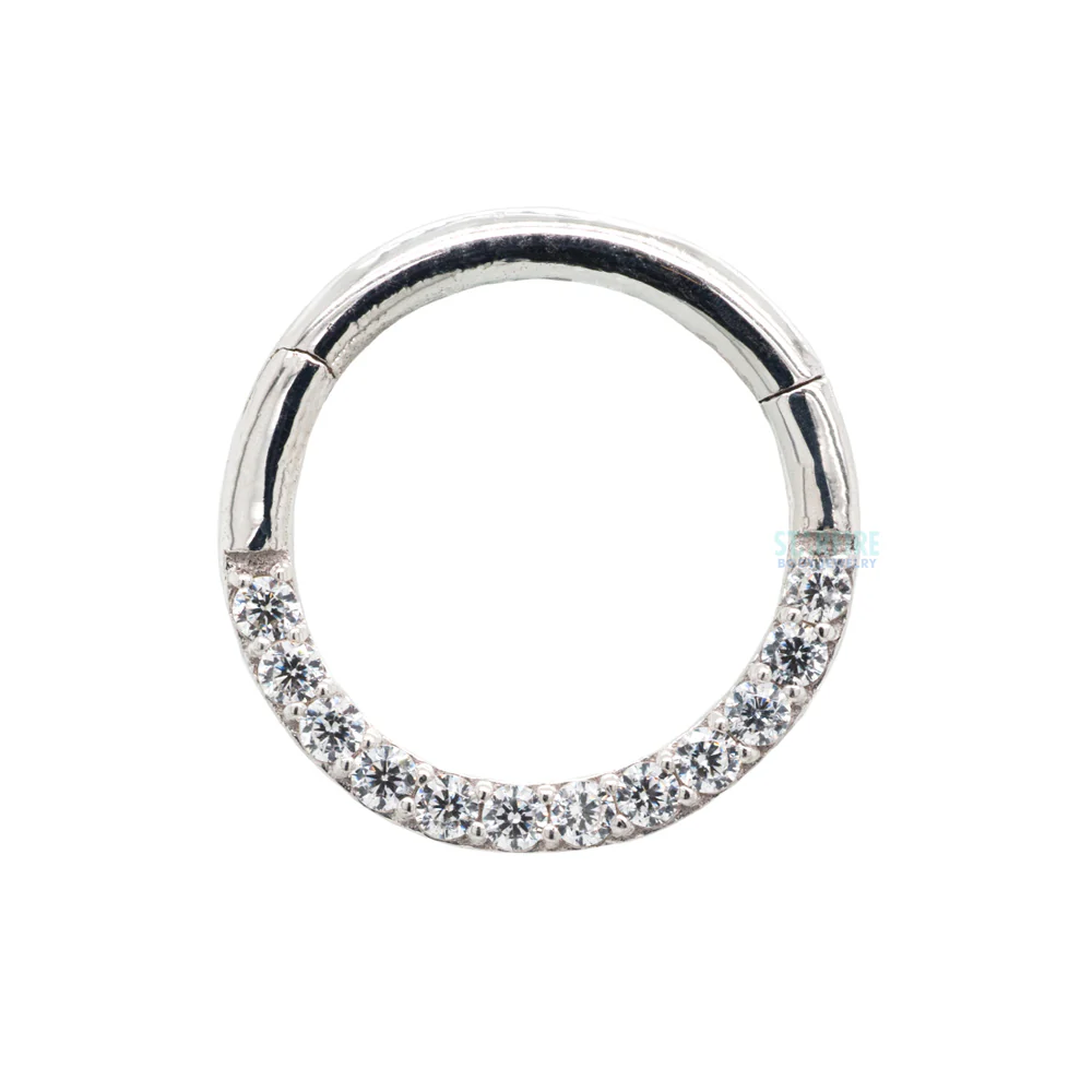 "Dia" Hinge Ring / Clicker in Gold with CZ's - Image 5