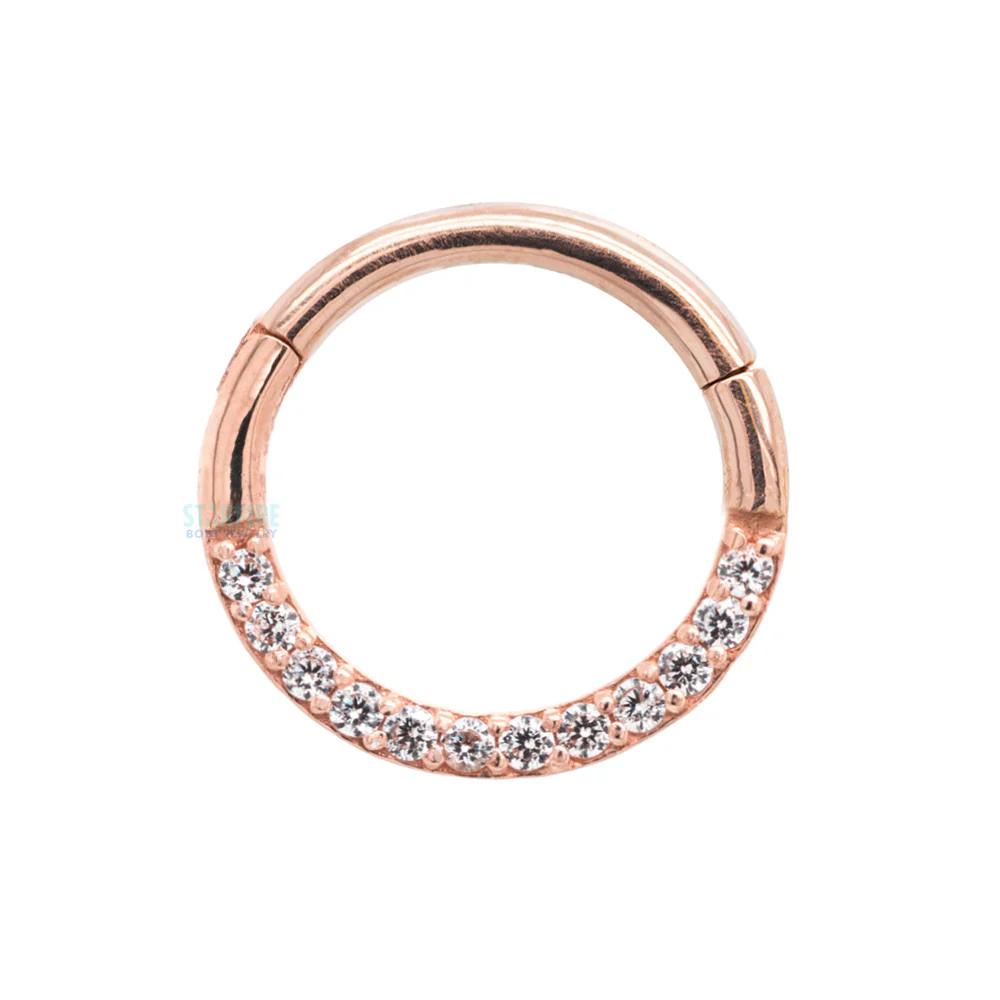 "Dia" Hinge Ring / Clicker in Gold with CZ's - Image 6