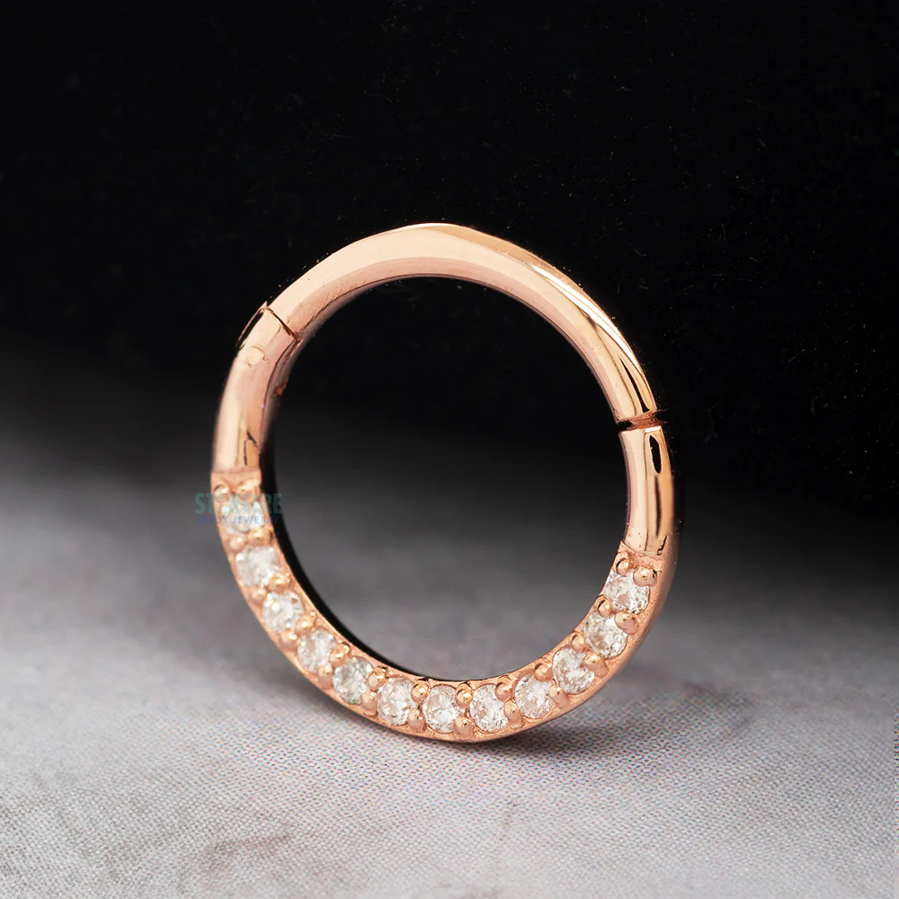 "Dia" Hinge Ring / Clicker in Gold with Diamonds - Image 2