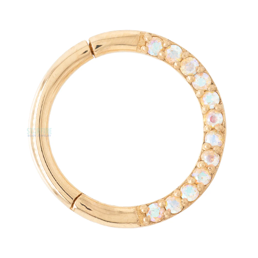 "Dia" Hinge Ring / Clicker in Gold with Mercury Mist Topaz - Image 3