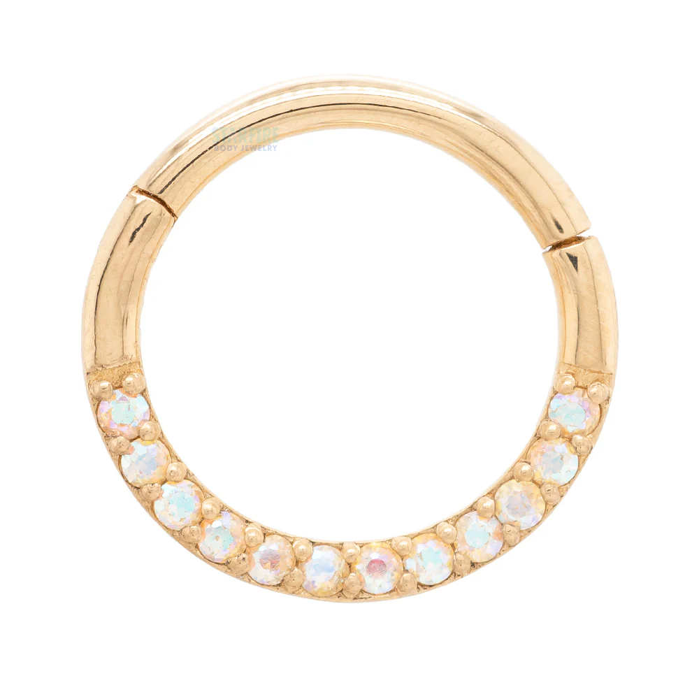 "Dia" Hinge Ring / Clicker in Gold with Mercury Mist Topaz - Image 4