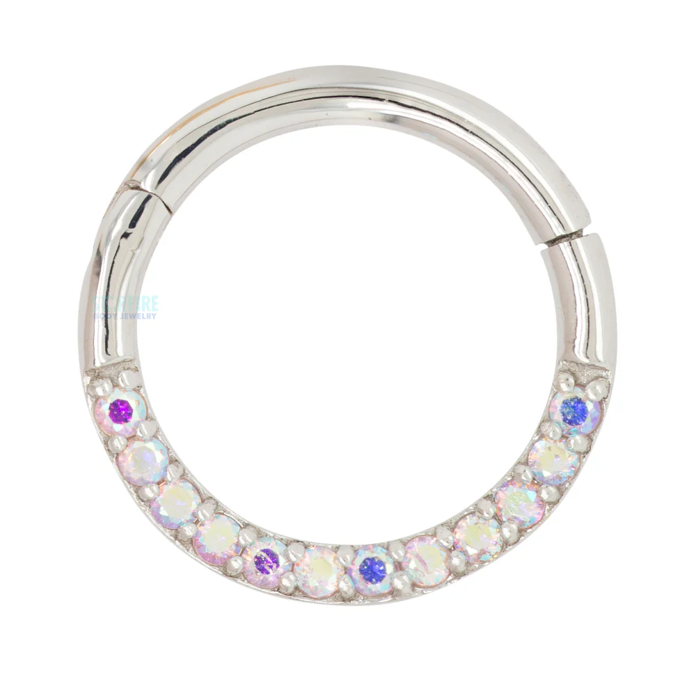 "Dia" Hinge Ring / Clicker in Gold with Mercury Mist Topaz - Image 5