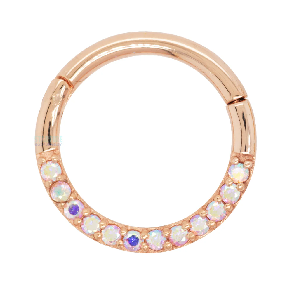 "Dia" Hinge Ring / Clicker in Gold with Mercury Mist Topaz - Image 6