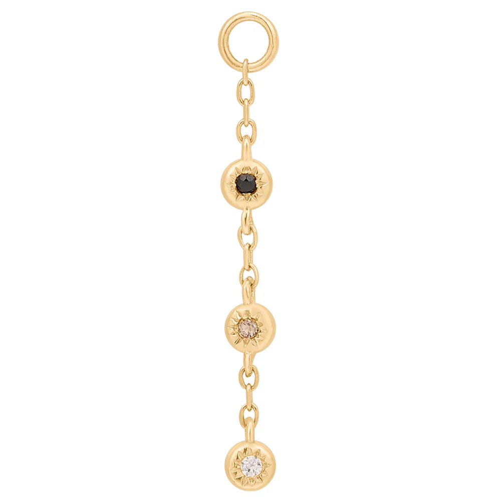 "Dig It" Charm in Gold with Smoky Quartz, Black Spinel & CZ - Image 2