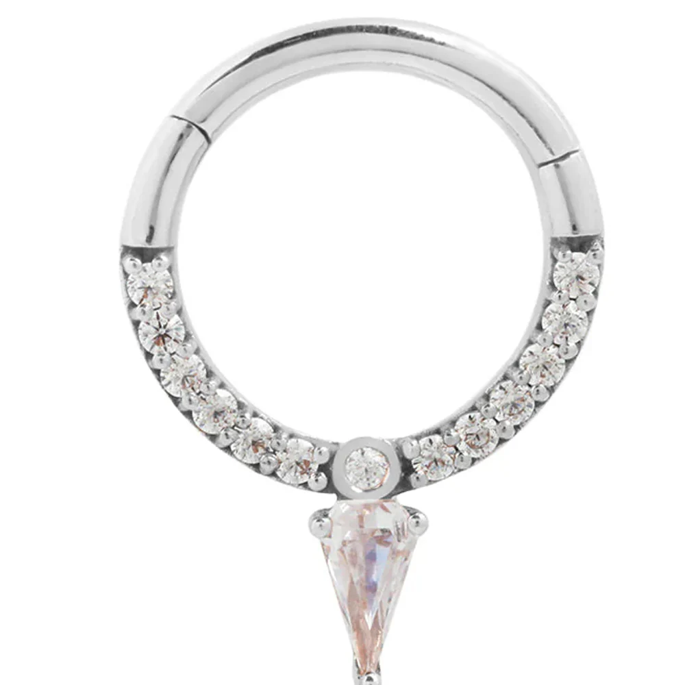 "Down Like That" Hinge Ring / Clicker in Gold with CZ's - Image 2