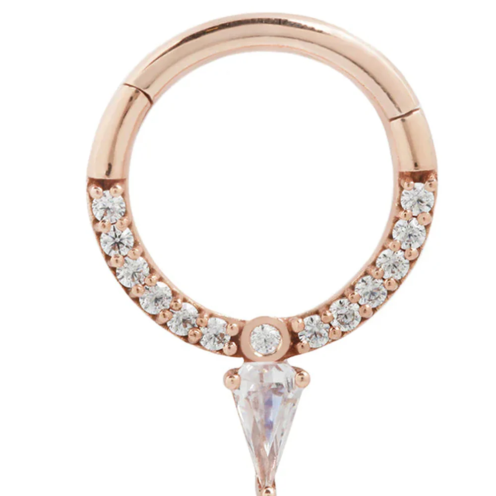 "Down Like That" Hinge Ring / Clicker in Gold with CZ's - Image 3