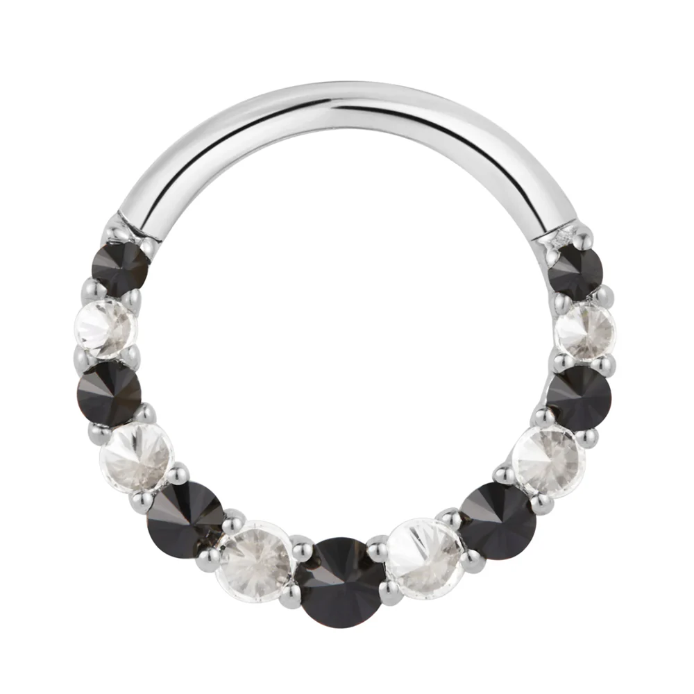 "Eclipse" Hinge Ring / Clicker in Gold with Black Spinel & Reverse Set CZ's - Image 5