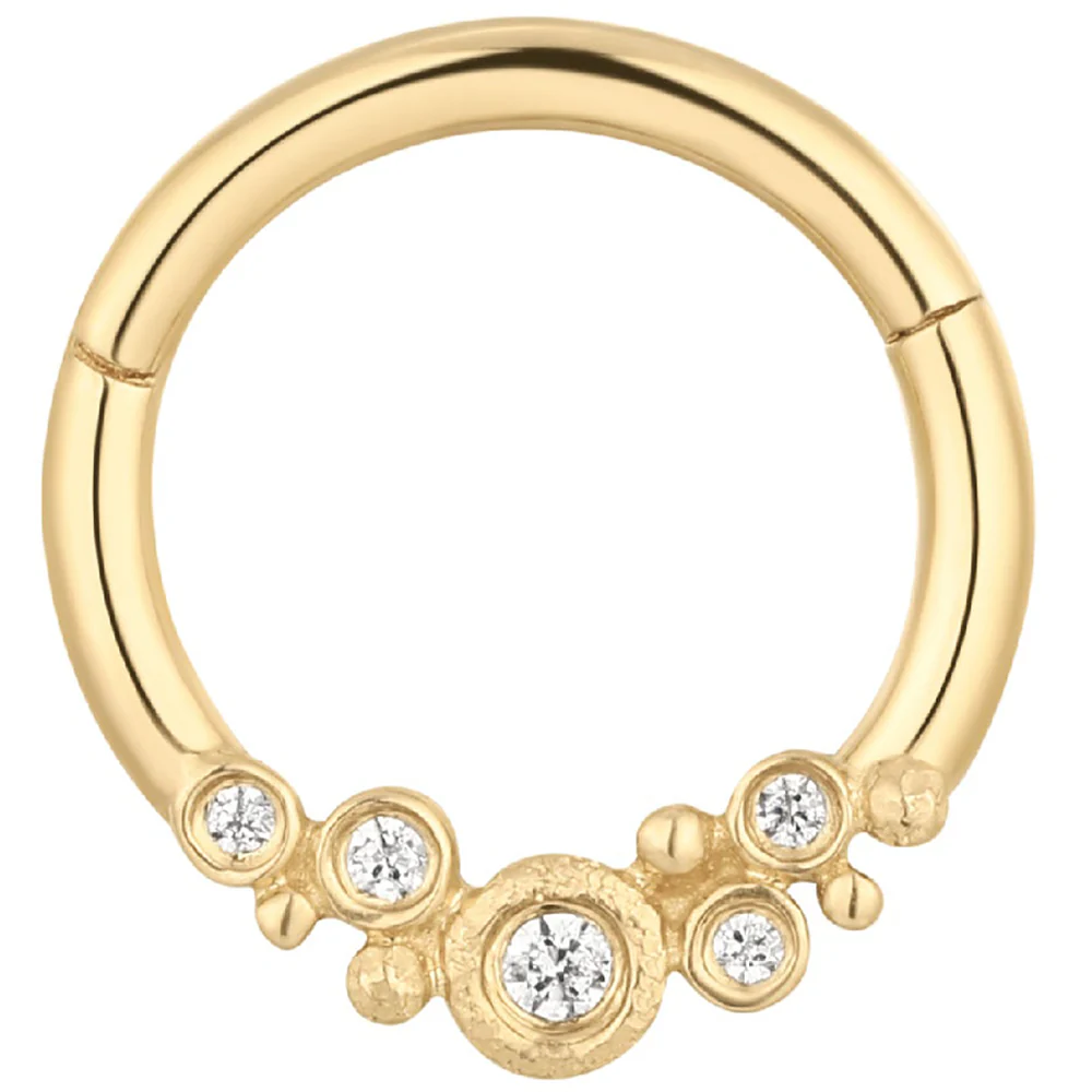 "Effervescent" Hinge Ring / Clicker in Gold with CZ's - Image 2