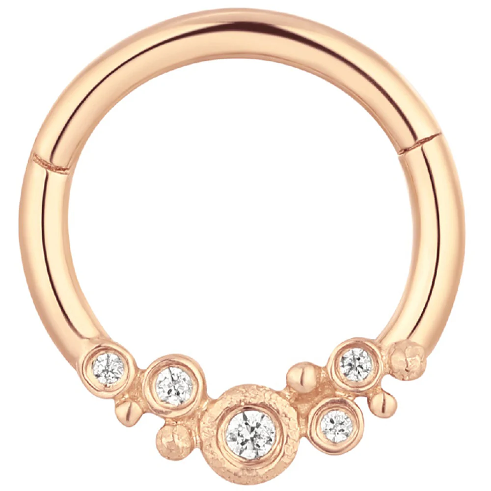 "Effervescent" Hinge Ring / Clicker in Gold with CZ's - Image 4