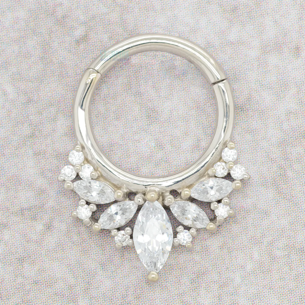 "Elite" Hinge Ring / Clicker in Gold with CZ's - Image 2