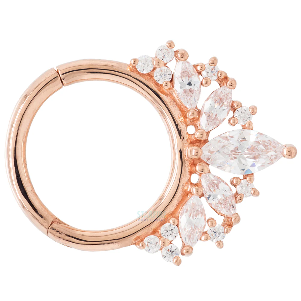 "Elite" Hinge Ring / Clicker in Gold with CZ's - Image 3