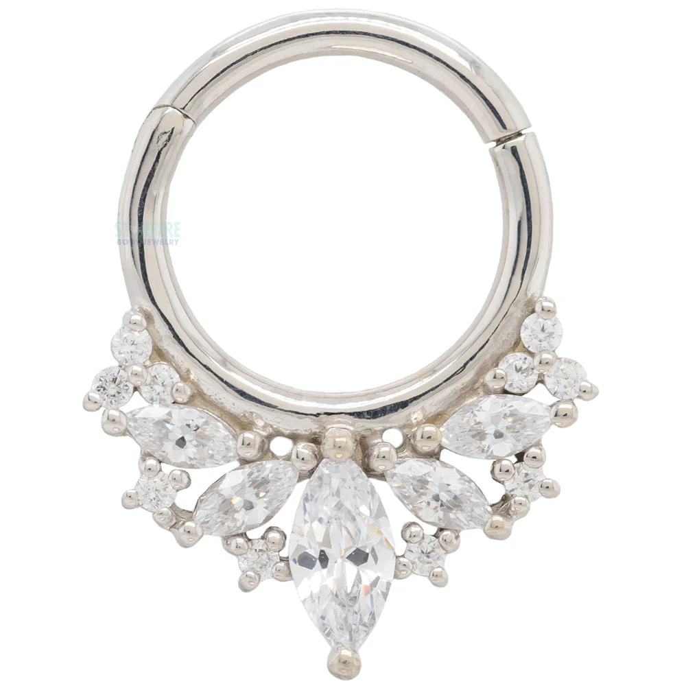 "Elite" Hinge Ring / Clicker in Gold with CZ's - Image 4