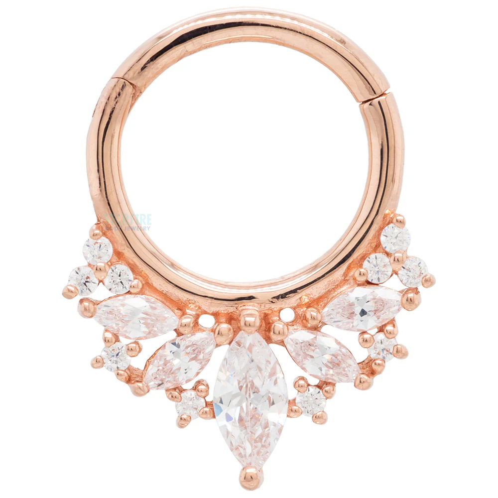 "Elite" Hinge Ring / Clicker in Gold with CZ's - Image 5