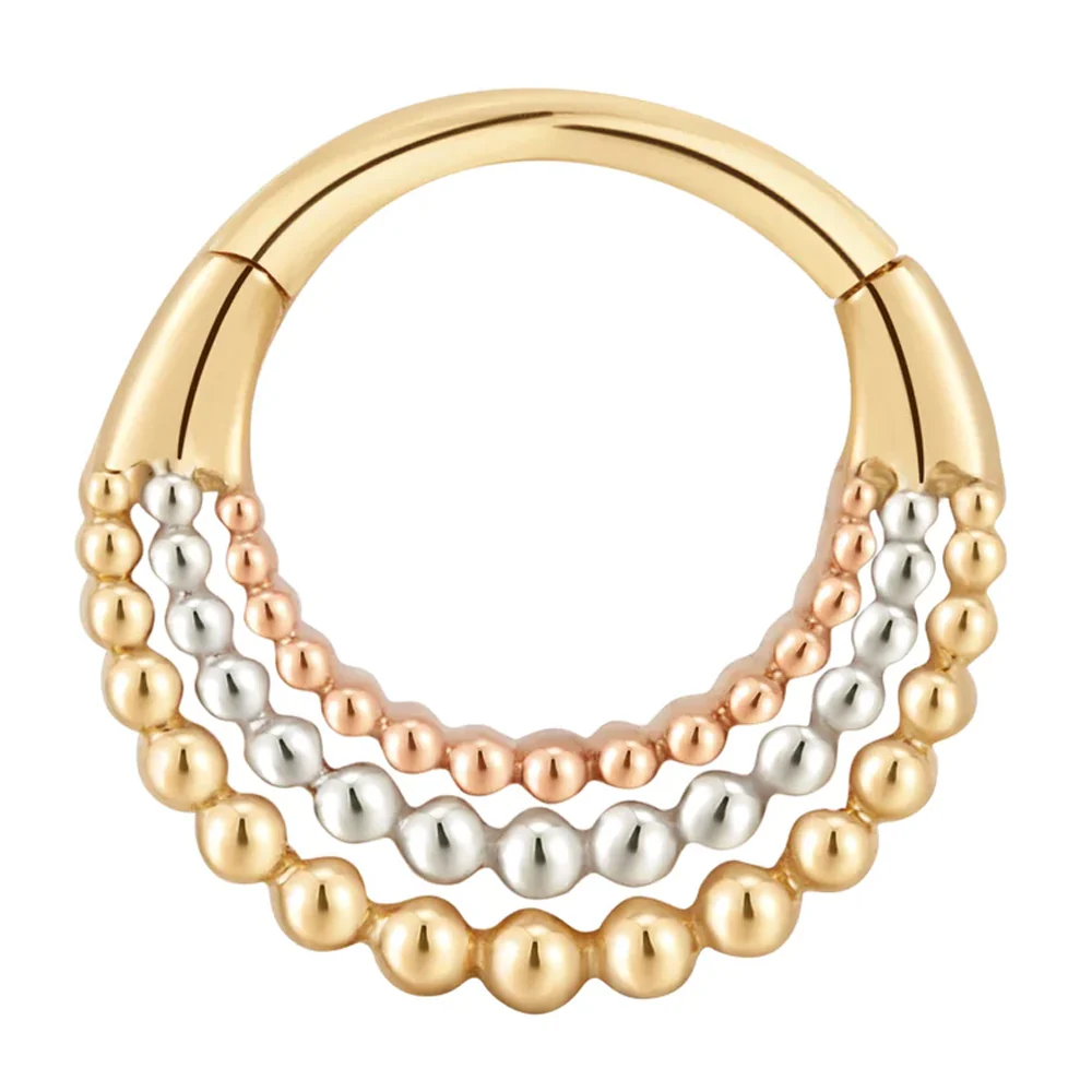 "Fame Trio" Hinge Ring / Clicker in Gold - Image 2
