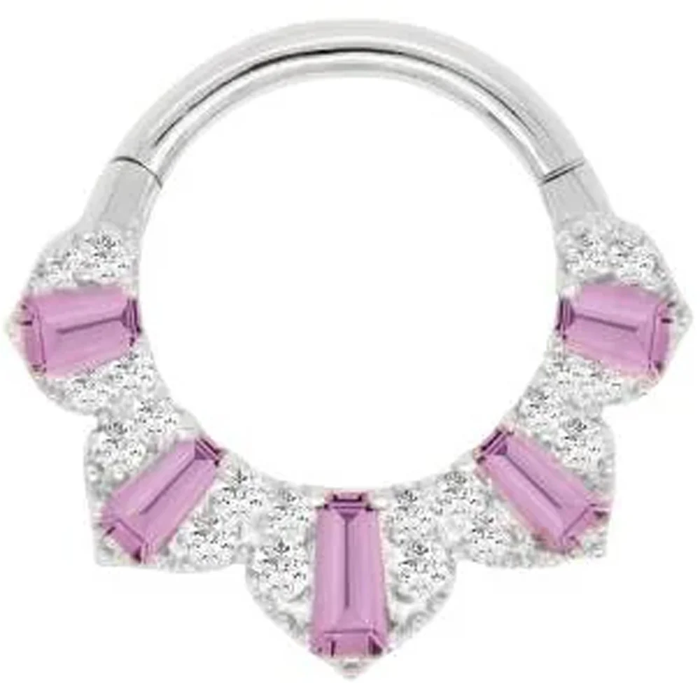 "Gilty Pleasure" Hinge Ring / Clicker in Gold with Amethyst & Diamonds - Image 2