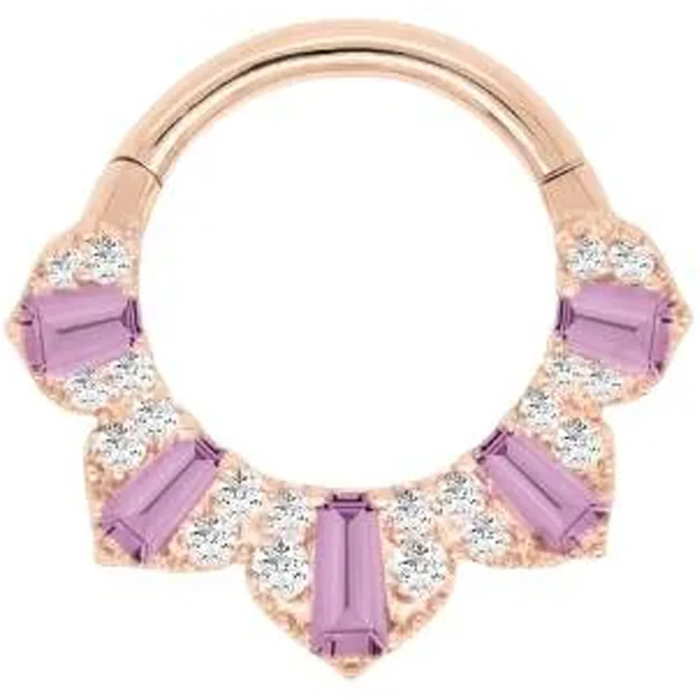 "Gilty Pleasure" Hinge Ring / Clicker in Gold with Amethyst & Diamonds - Image 3