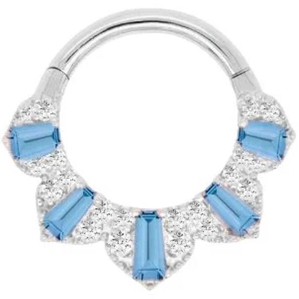 "Gilty Pleasure" Hinge Ring / Clicker in Gold with London Blue Topaz & Diamonds - Image 4
