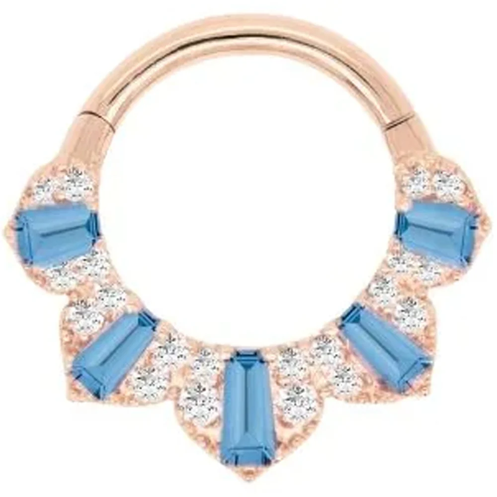 "Gilty Pleasure" Hinge Ring / Clicker in Gold with London Blue Topaz & Diamonds - Image 5