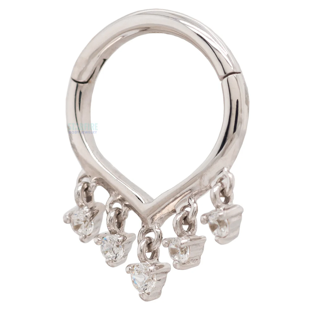 "Guestlist" Hinge Ring / Clicker in Gold with CZ's - Image 3