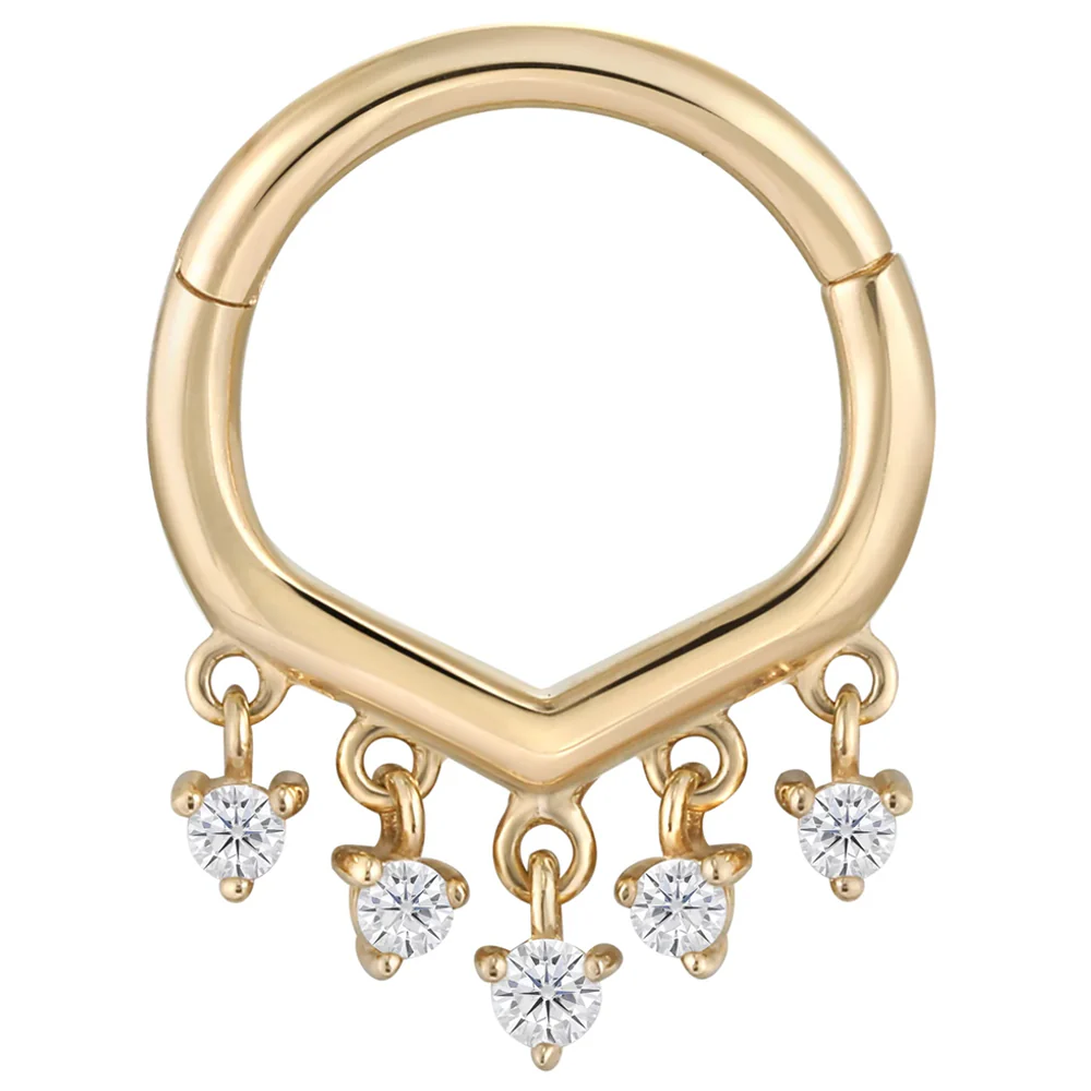 "Guestlist" Hinge Ring / Clicker in Gold with CZ's - Image 4